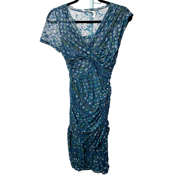 Isabel Marant etoile Teal Blue Ruched Sheath Bodycon Dress Medium - Picture 1 of 6